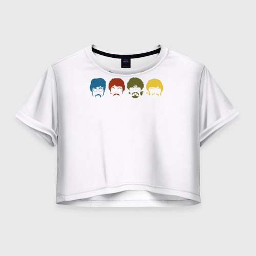 Женская футболка Crop-top 3D Beatles, цвет 3D печать