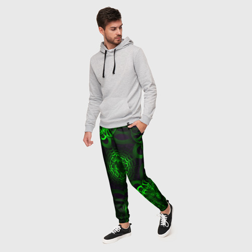 Мужские брюки 3D Зеленый узор, цвет 3D печать - фото 3