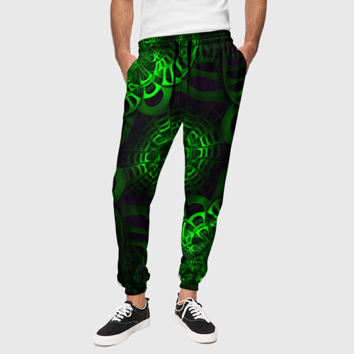Мужские брюки 3D Зеленый узор, цвет 3D печать - фото 4