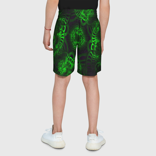 Детские спортивные шорты 3D Зеленый узор, цвет 3D печать - фото 5