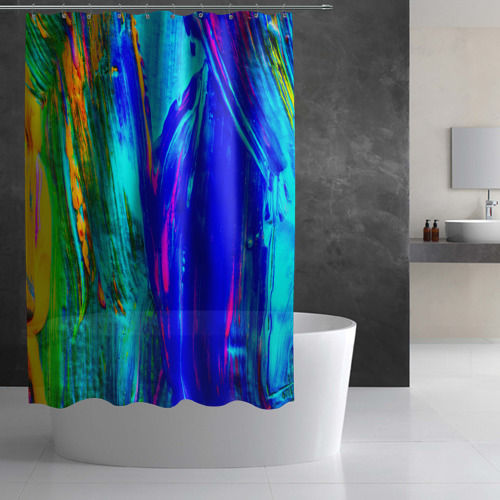 Штора 3D для ванной Разводы красок - фото 2