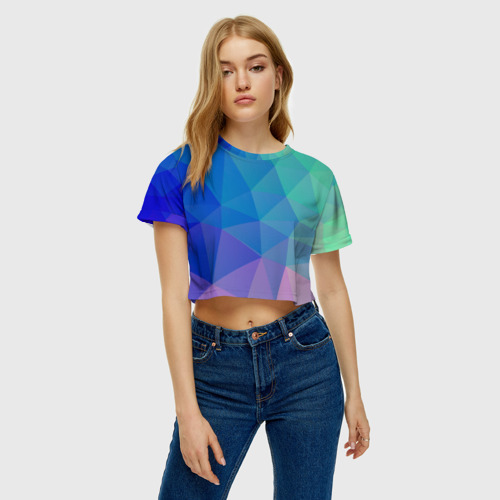 Женская футболка Crop-top 3D Геометрия, цвет 3D печать - фото 4