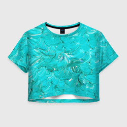 Женская футболка Crop-top 3D Голубая краска