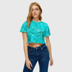 Женская футболка Crop-top 3D Голубая краска - фото 2
