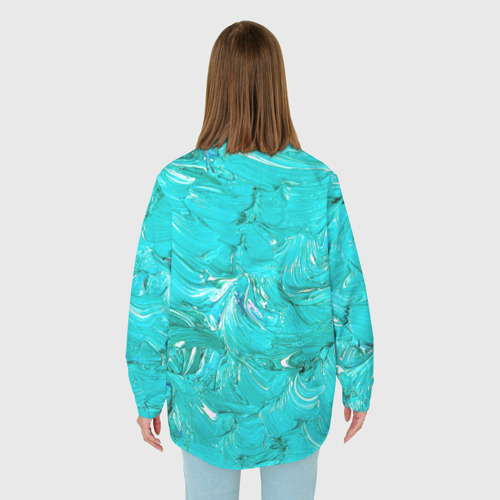 Женская рубашка oversize 3D Голубая краска, цвет белый - фото 4