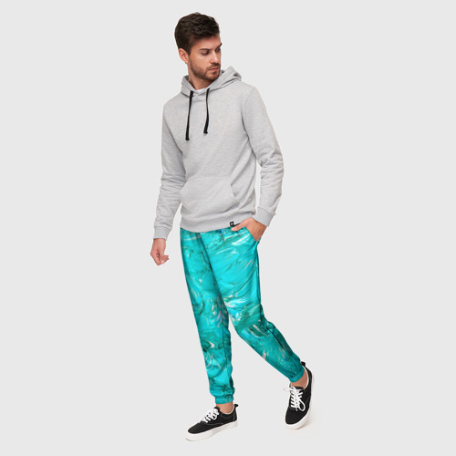 Мужские брюки 3D Голубая краска, цвет 3D печать - фото 3