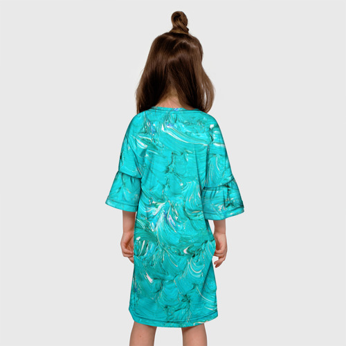 Детское платье 3D Голубая краска, цвет 3D печать - фото 5