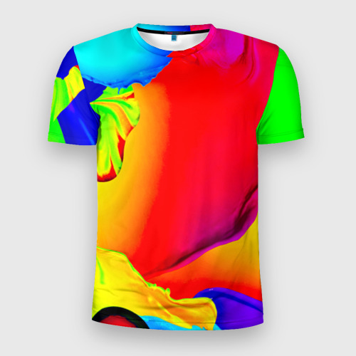 Мужская футболка 3D Slim с принтом Краска, вид спереди #2