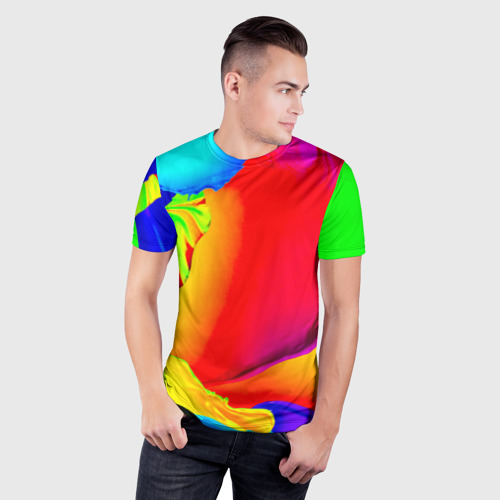 Мужская футболка 3D Slim с принтом Краска, фото на моделе #1