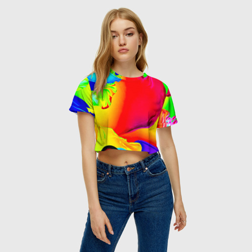 Женская футболка Crop-top 3D Краска, цвет 3D печать - фото 3