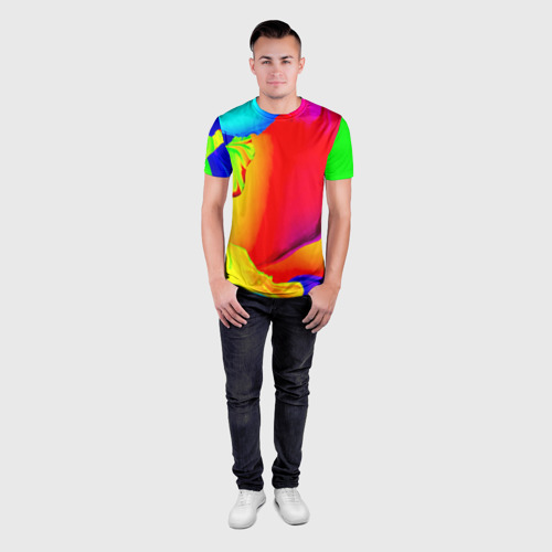 Мужская футболка 3D Slim с принтом Краска, вид сбоку #3