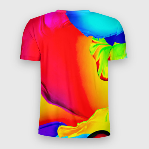 Мужская футболка 3D Slim с принтом Краска, вид сзади #1
