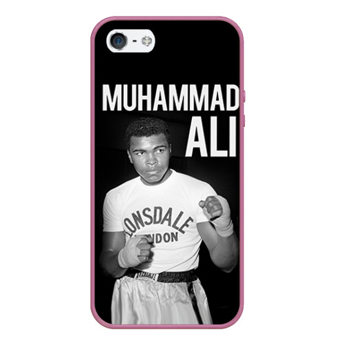 Чехол для iPhone 5/5S матовый Muhammad Ali, цвет розовый