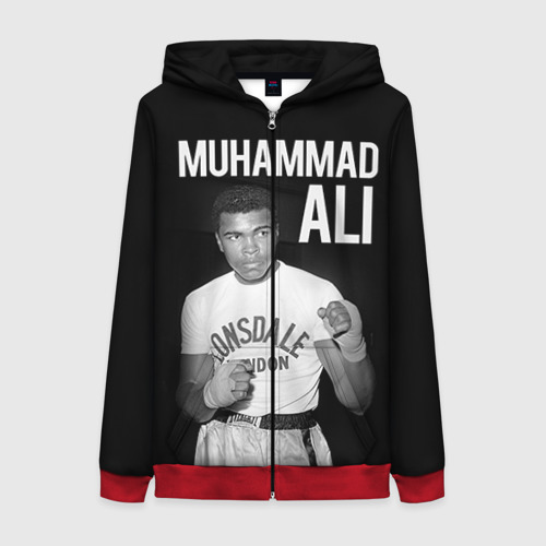 Женская толстовка 3D на молнии Muhammad Ali, цвет красный