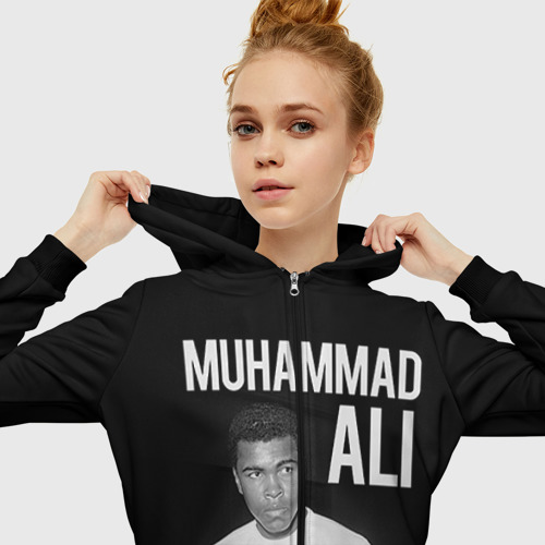 Женская толстовка 3D на молнии Muhammad Ali, цвет черный - фото 5