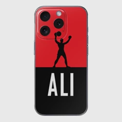 Чехол для iPhone 15 Pro силиконовый с защитой камеры Muhammad Ali 3