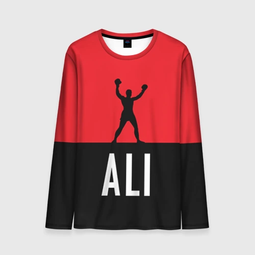Мужской лонгслив 3D с принтом Muhammad Ali 3, вид спереди #2