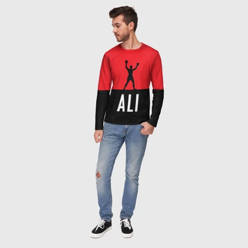 Мужской лонгслив 3D с принтом Muhammad Ali 3, вид сбоку #3