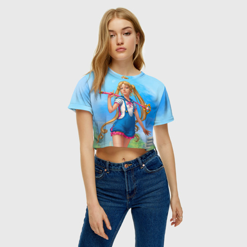 Женская футболка Crop-top 3D Сейлор Мун, цвет 3D печать - фото 3