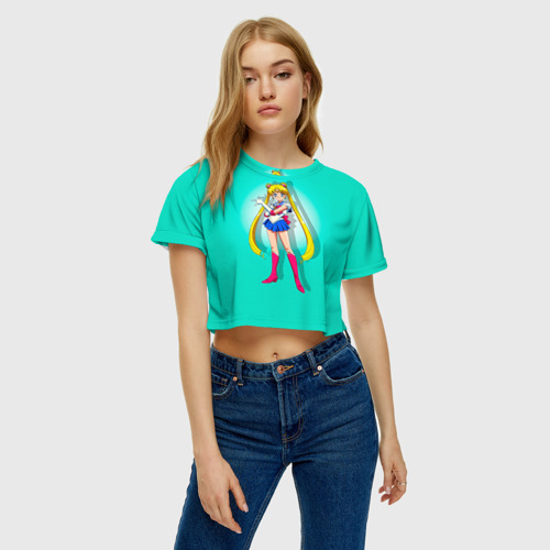 Женская футболка Crop-top 3D Сейлор Мун, цвет 3D печать - фото 4