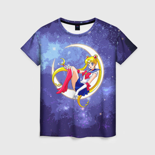 Женская футболка с принтом Сейлор Мун а космосе, вид спереди №1