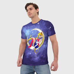 Мужская футболка 3D Сейлор Мун а космосе - фото 2