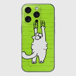 Чехол для iPhone 15 Pro Max силиконовый с защитой камеры Simon's cat 3