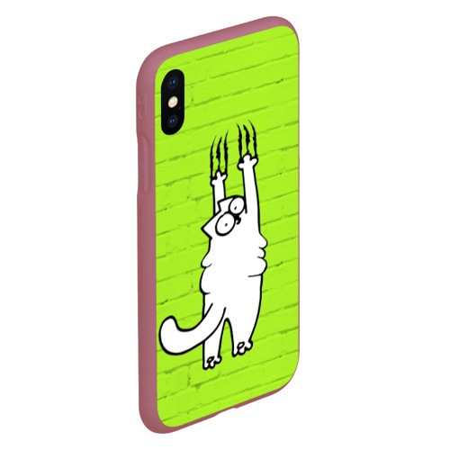 Чехол для iPhone XS Max матовый Simon's cat 3, цвет малиновый - фото 3