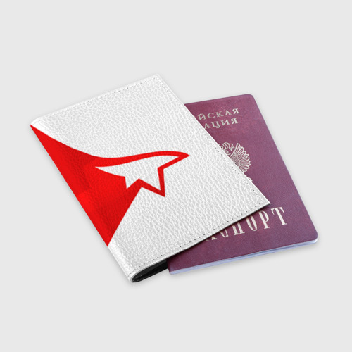 Обложка для паспорта матовая кожа Mirror's Edge - лого игры про паркур, цвет черный - фото 3