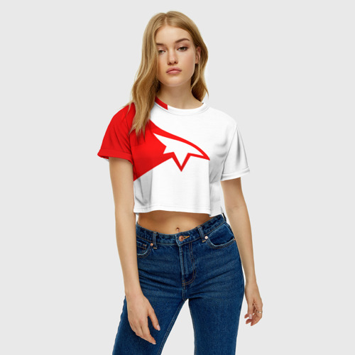 Женская футболка Crop-top 3D Mirror's Edge - лого игры про паркур, цвет 3D печать - фото 3