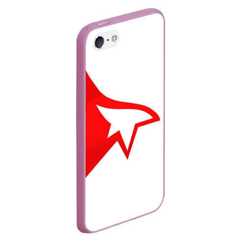 Чехол для iPhone 5/5S матовый Mirror's Edge - лого игры про паркур, цвет розовый - фото 3