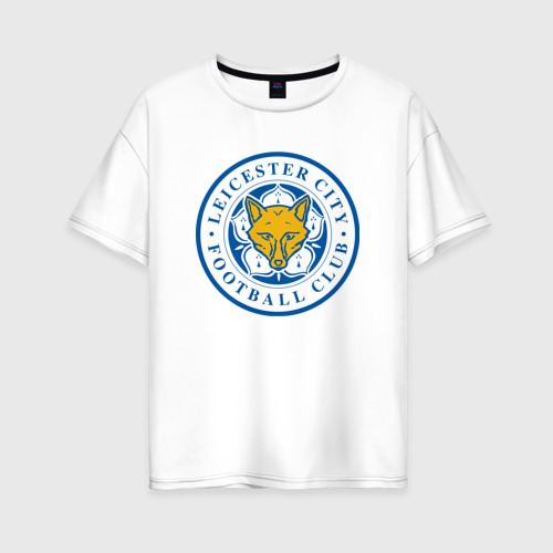 Женская футболка оверсайз из хлопка с принтом Лестер Сити, вид спереди №1