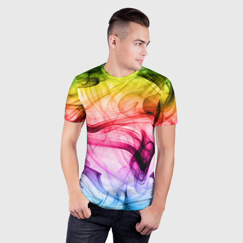 Мужская футболка 3D Slim Цветной дым, цвет 3D печать - фото 3