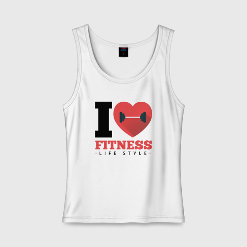 Женская майка хлопок I love Fitness, цвет белый