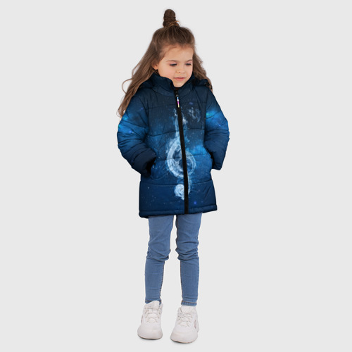 Зимняя куртка для девочек 3D с принтом Космическая музыка, вид сбоку #3