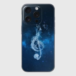Чехол для iPhone 15 Pro Max силиконовый с защитой камеры Космическая музыка