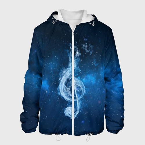 Мужская куртка с принтом Космическая музыка, вид спереди №1