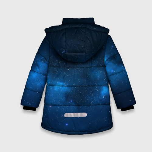 Зимняя куртка для девочек 3D с принтом Космическая музыка, вид сзади #1