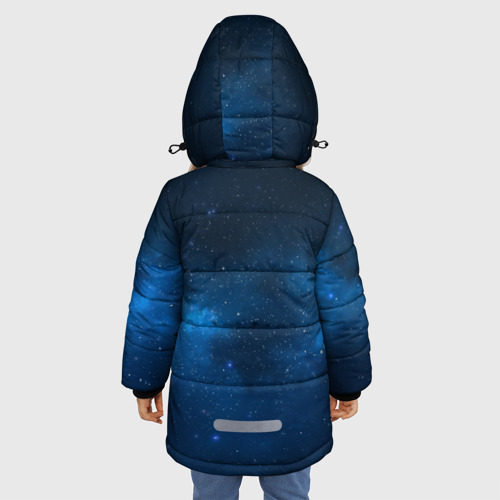 Зимняя куртка для девочек 3D с принтом Космическая музыка, вид сзади #2