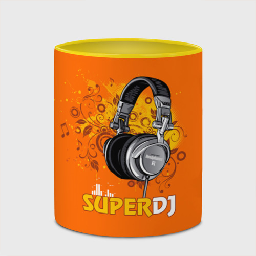 Кружка с полной запечаткой Super DJ, цвет белый + желтый - фото 4