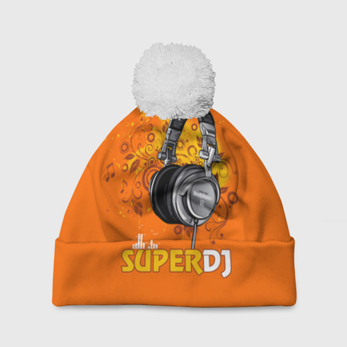 Шапка 3D c помпоном Super DJ, цвет 3D печать