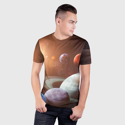 Мужская футболка 3D Slim Планеты солнечной системы, цвет 3D печать - фото 3
