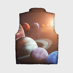 Жилет с принтом Планеты солнечной системы для женщины, вид сзади №1. Цвет основы: черный