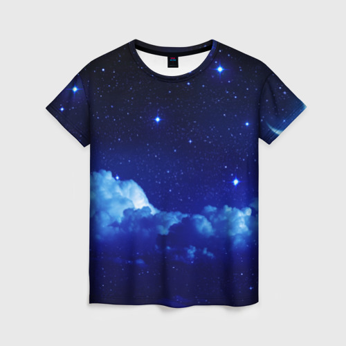 Женская футболка 3D с принтом Звёздное небо, вид спереди #2
