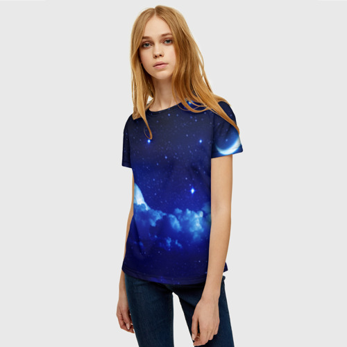 Женская футболка 3D с принтом Звёздное небо, фото на моделе #1