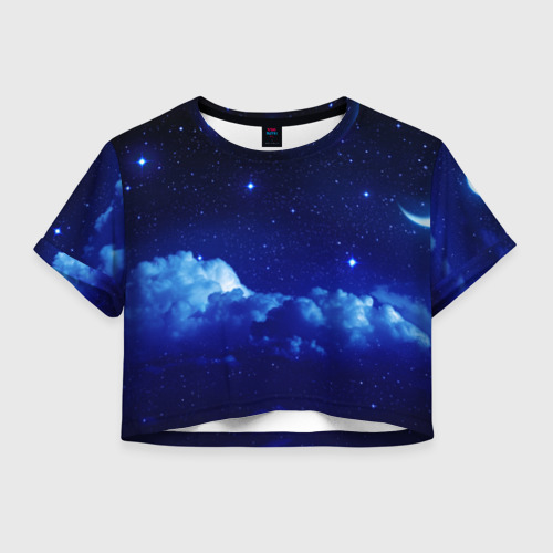 Женская футболка Crop-top 3D Звёздное небо Фото 01 Женская футболка Crop-top 3D Звёздное небо Фото 01