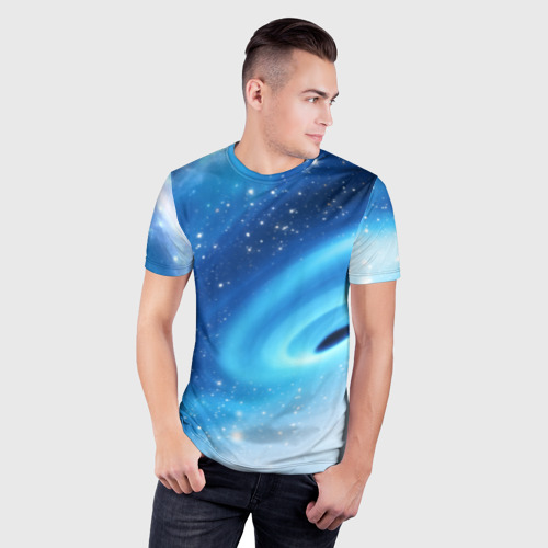 Мужская футболка 3D Slim с принтом Неизведанная галактика, фото на моделе #1