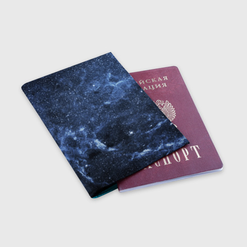 Обложка для паспорта матовая кожа Безмолвный космос, цвет голубой - фото 3