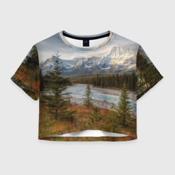 Женская футболка Crop-top 3D Осень в горах