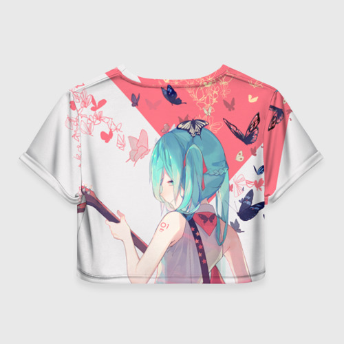 Женская футболка Crop-top 3D Miku поет, цвет 3D печать - фото 2